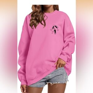Scream ghostface “No You Hang Up” Pink Graphic oversized Sweatshirt hearts